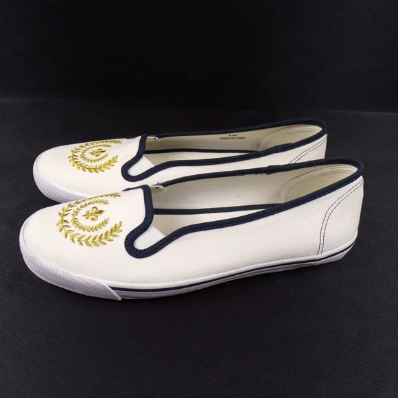 Talbots Nautical Gold Embroidered Loafers - Picture 4 of 8